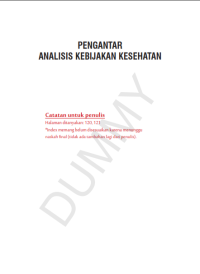 Pengantar Analisis Kebijakan Kesehatan